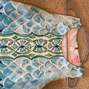 Lilly Pulitzer Perla Shift mermaid scale.  Scuba point material.